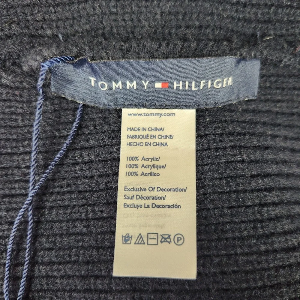 Tommy Hilfiger Beanie Unisex OS Navy Blue Red White Striped‎ Ribbed Knit Hat